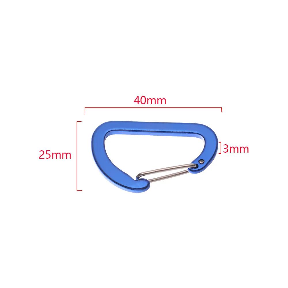 Porte-clé en alliage d'aluminium coloré, 4 pièces, anneau en D, mousqueton, boucle de verrouillage, 