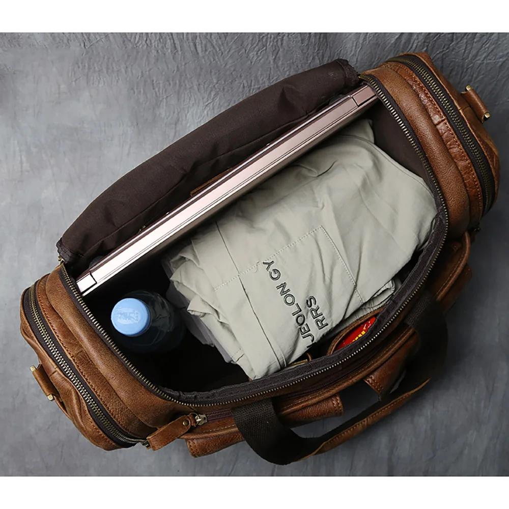 ZRCX – sac à main Vintage pour hommes, sac de voyage en cuir véritable, grande capacité, messager à 