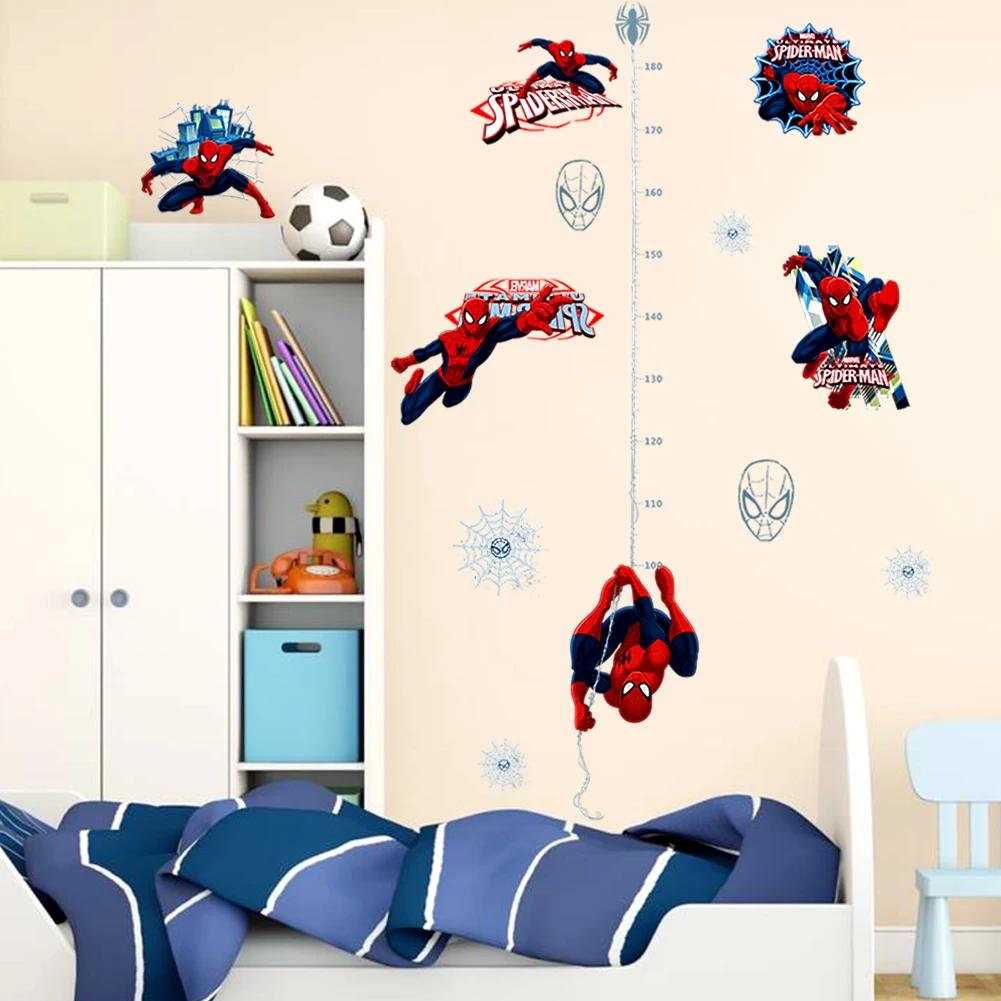 Autocollant mural règle de hauteur Spider Man, autocollant mural en vinyle de super-héros Spiderman 