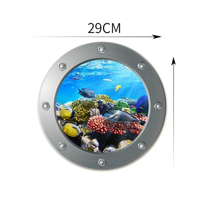 Autocollants muraux d'animaux de fond marin, hublot sous la mer, 3D, chambres d'enfants, décoration 