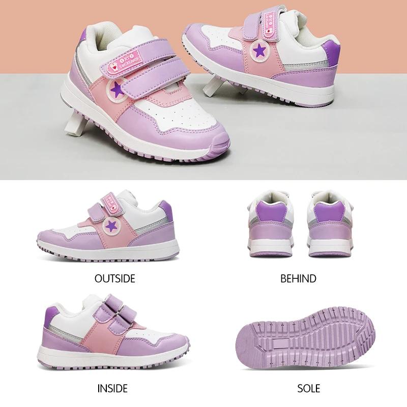 Orinformations Uckland-Chaussures de course décontractées pour filles, baskets en cuir pour enfants,