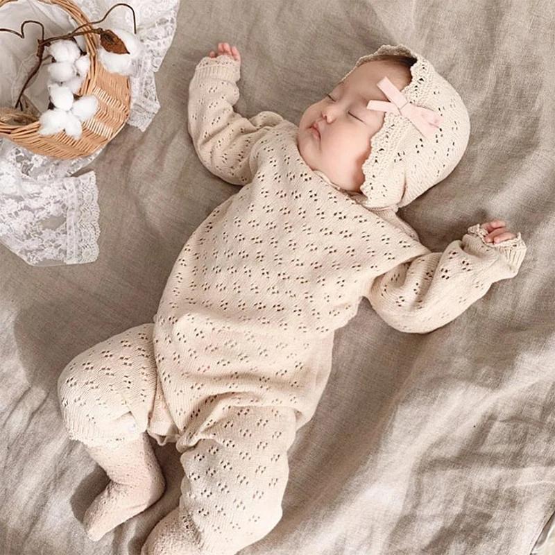 Body tricoté pour nouveau-né fille, combinaison une pièce, Style coréen, vêtements pour bébés filles