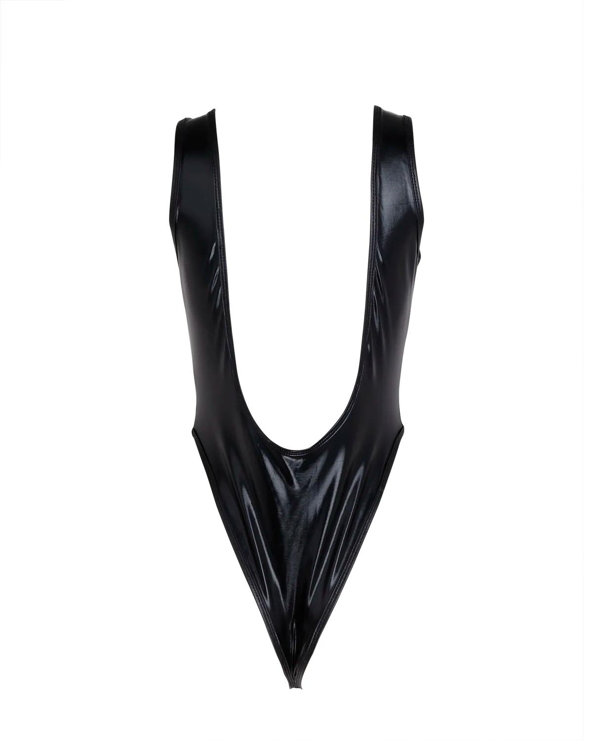 Justaucorps femme brillant métallique gymnastique - Body une pièce dos nu maillot de bain sportif
