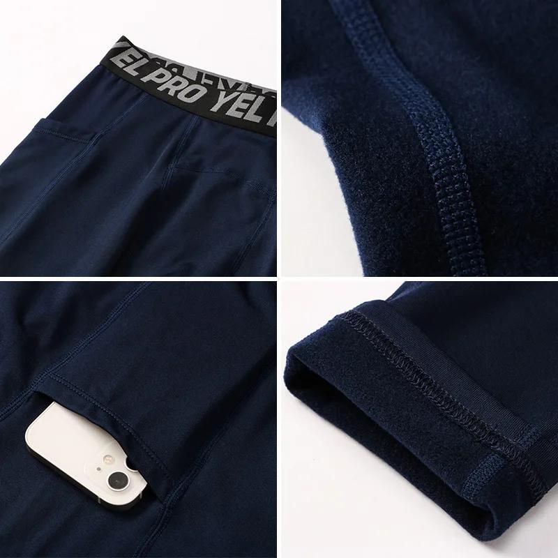 Pantalon fitness homme velours thermique hiver - Legging entraînement course extensible serré