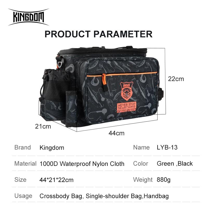Kingdom – sac de matériel de pêche multifonctionnel, 44x21x22cm, en Nylon 1000D, étanche, grande cap