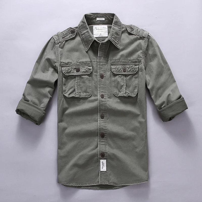 CamSolomon-Chemises cargo militaires pour hommes, chemises en coton et lin pour hommes, manches long