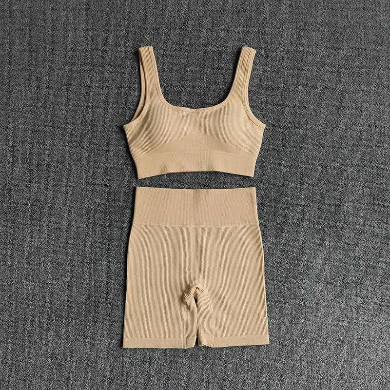 Ensemble yoga WAREBALL 2 pièces pour femmes - Soutien-gorge sans couture et shorts de sport sexy