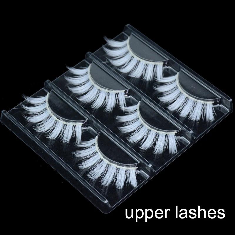 3 paires de faux cils blancs en dentelle moelleuse, colorés, en soie végétalienne, pour poupée, Cosp