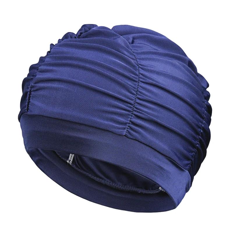 Nouveau couleur unie cheveux longs femmes hommes piscine bord de mer Sports nautiques élastique plis