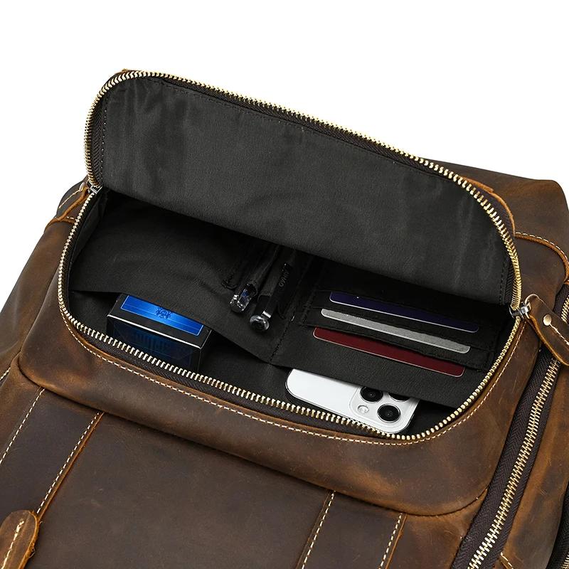 Luufan Vintage en cuir véritable homme voyage sac à dos Fit 15 "ordinateur portable sac à dos en cui