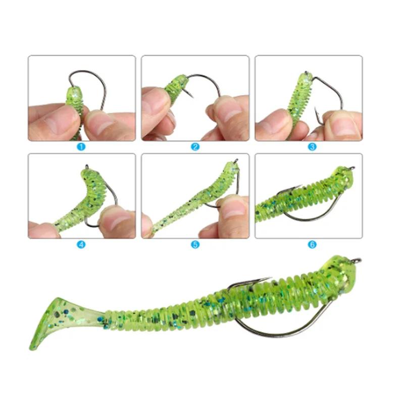 Hameçons de pêche 10 pièces, tête de gabarit, crochet à manivelle, basse, crochet à poisson décalé p