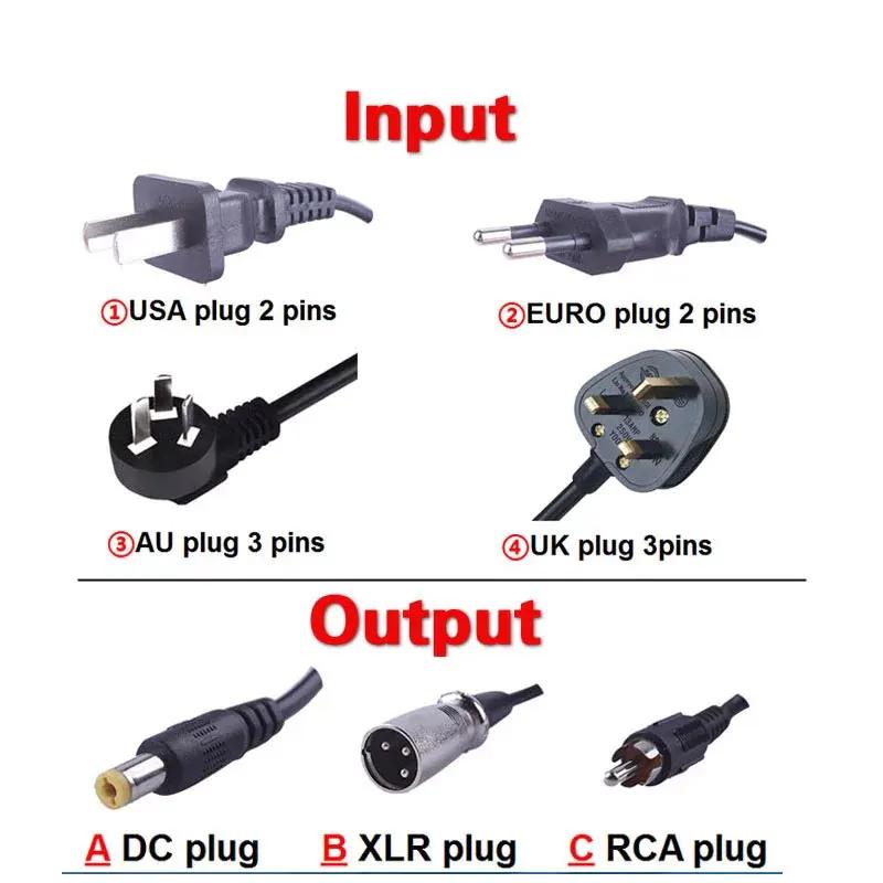 Chargeur de batterie Lithium Li-ion pour vélo électrique, prise DC XLR RCA EU 36V 42V 48V 54.6V 52V 