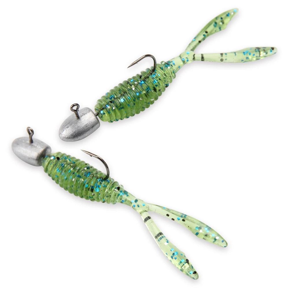 Spinpoler AJING leurres de pêche souples Rockfish 10 pièces/lot 0.3g 36mm double queue artificielle