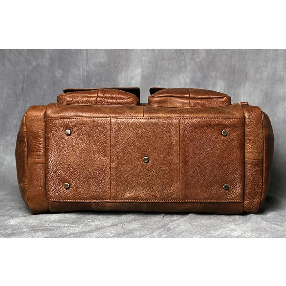 ZRCX – sac à main Vintage pour hommes, sac de voyage en cuir véritable, grande capacité, messager à 
