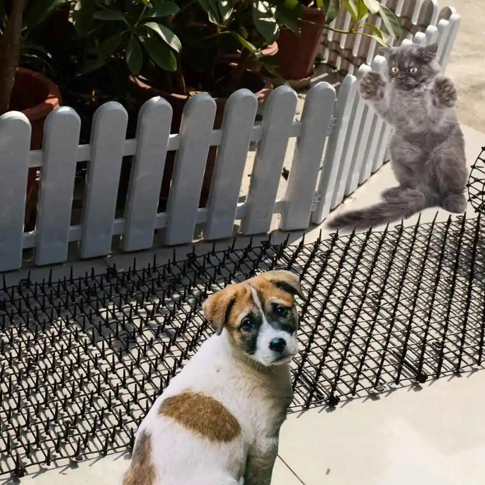 Tapis anti-chats et chiens noir/blanc pour jardin, avec picots dissuasifs, bande anti-crevaison, fou