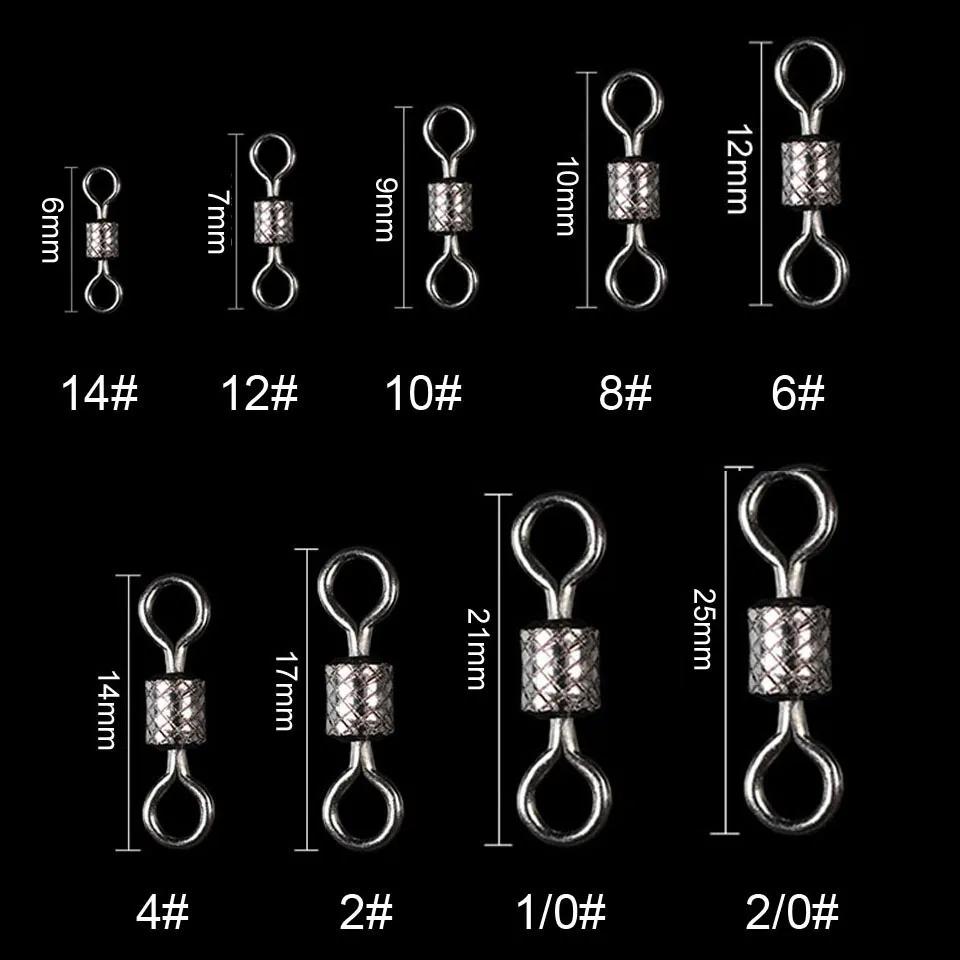 WALK FISH 50 pièces/lot émerillons de pêche roulement à billes pivotant avec bouton-pression de sécu