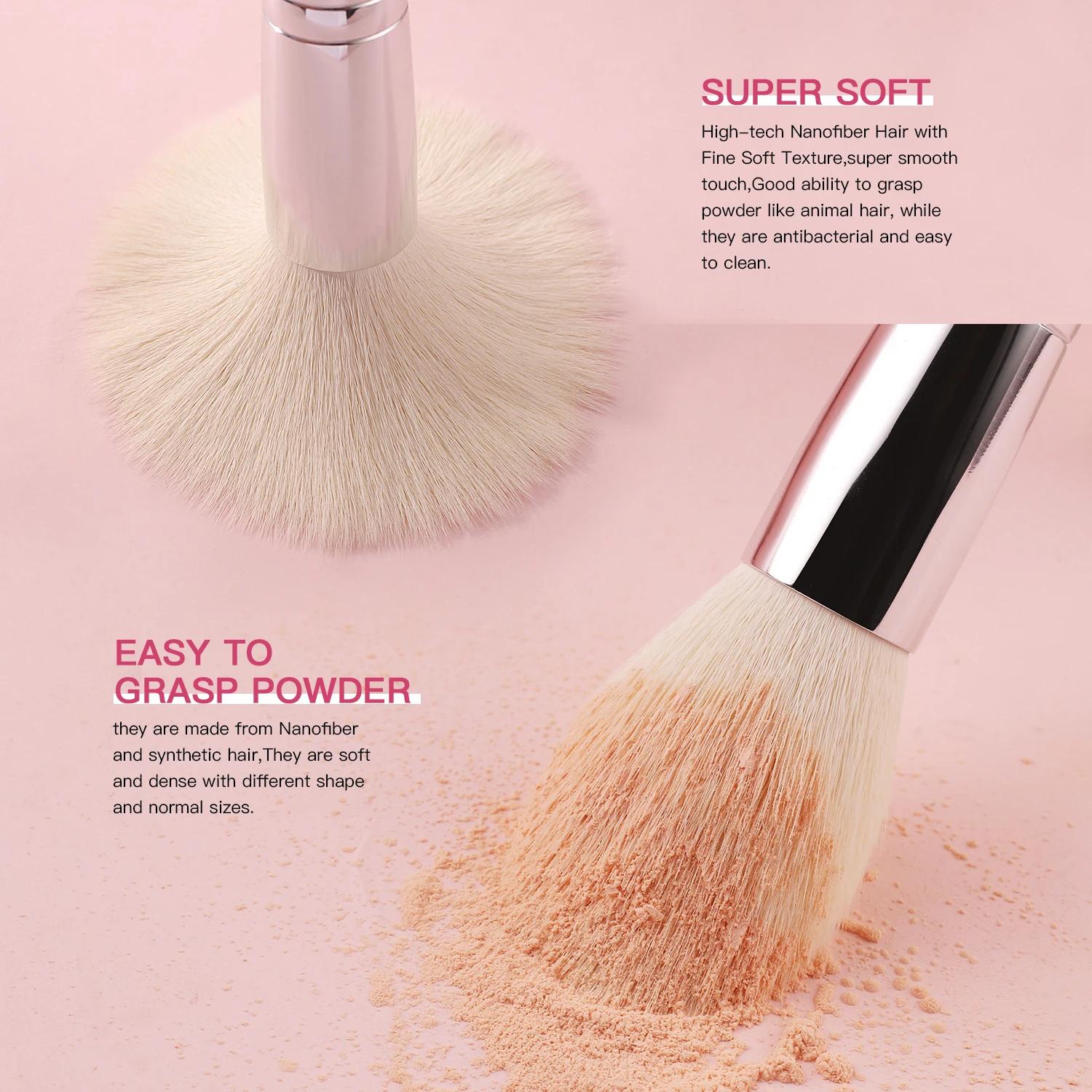 BEILI noir pinceaux maquillage ensemble professionnel naturel chèvre cheveux pinceaux fond de teint 