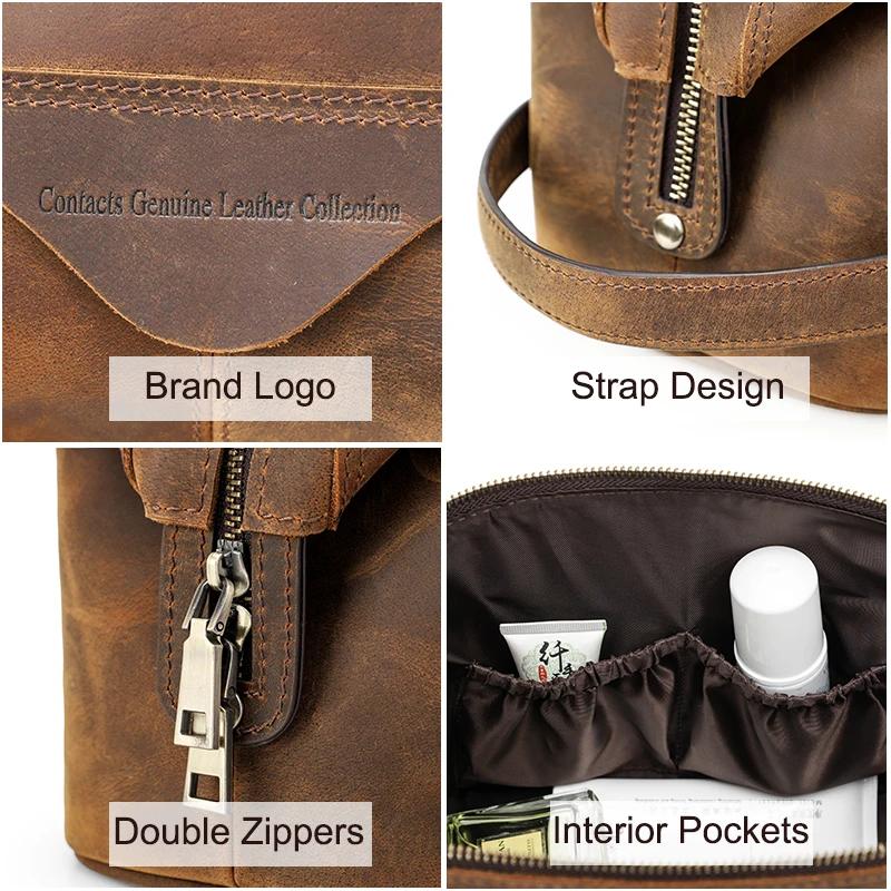 CONTACT'S – sac à cosmétiques suspendu pour hommes, pochette de rangement de voyage en cuir de cheva