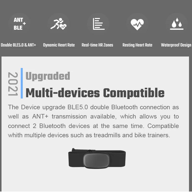 FITCENT 5.3Khz moniteur de fréquence cardiaque sangle pectorale Bluetooth ANT + capteur HR pour Pelo