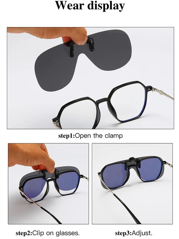 VIVIBEE Flip Up Clip sur lunettes de soleil polarisées pêche hommes lentille grise conduite UV400 Av
