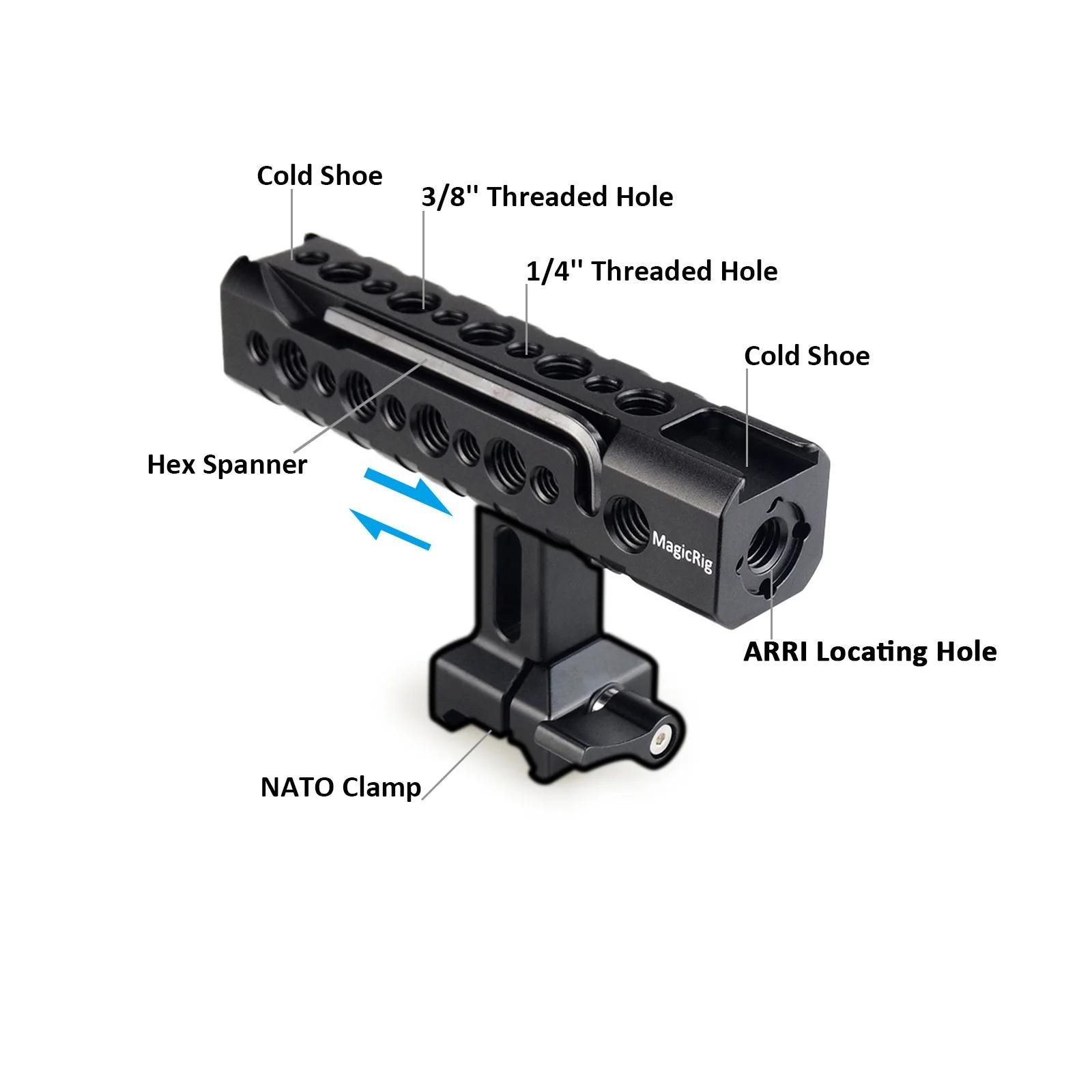 Poignée supérieure NATO MAGICRIG avec support griffe porte-accessoires, trous de positionnement ARRI