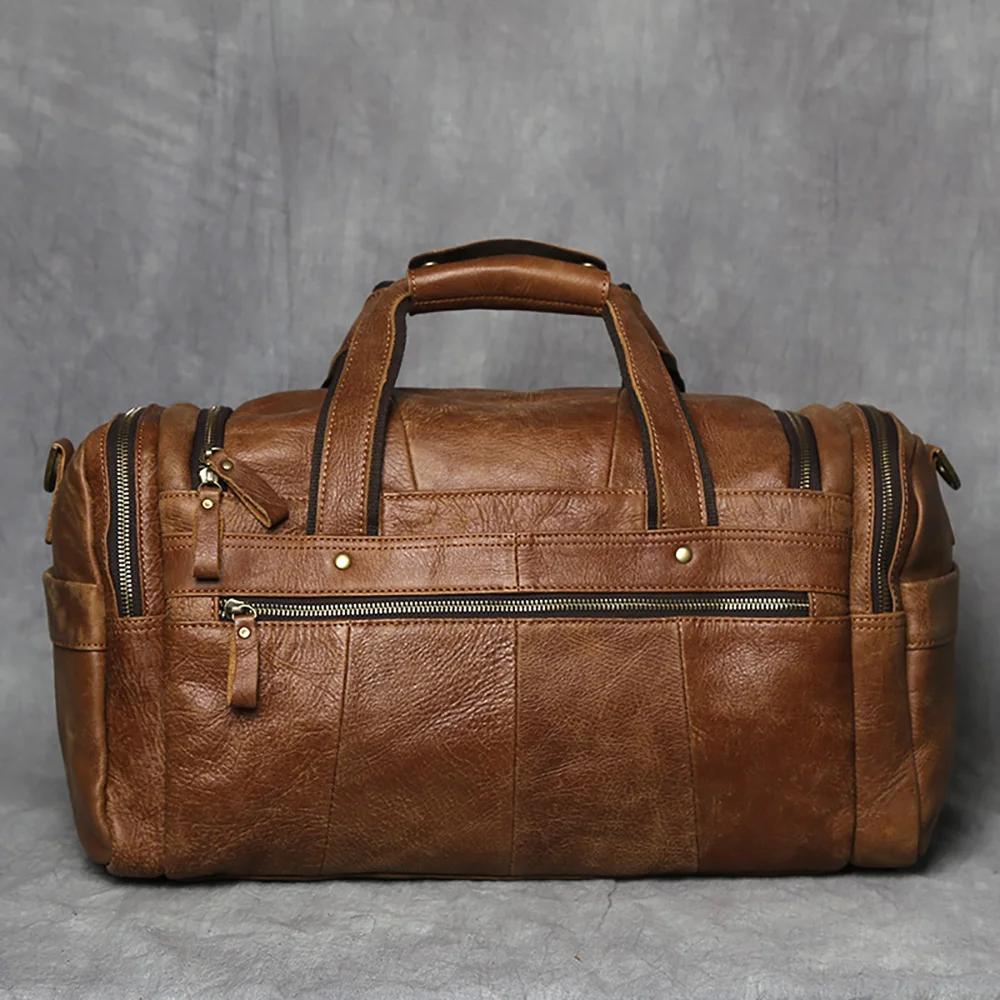 ZRCX – sac à main Vintage pour hommes, sac de voyage en cuir véritable, grande capacité, messager à 