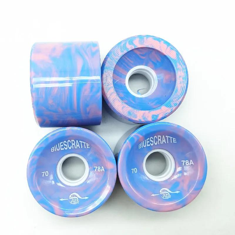 4 pièces 70mm 51mm 80 dur Longboard roue pour 70mm Skateboard pneu 80A Durable élastique PU Ruedas p