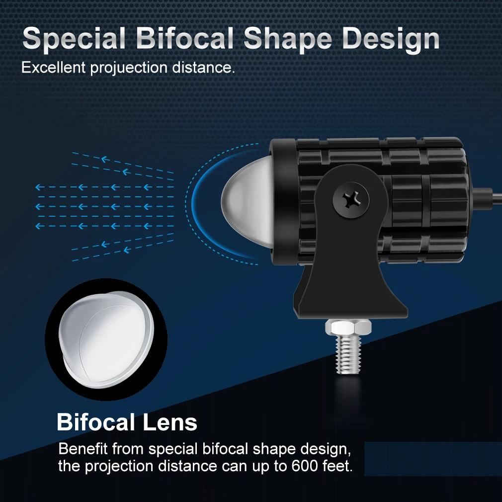 Projecteur de phare universel à lampe LED pour moto, VTT et scooter, lampadaire d'éclairage de piste