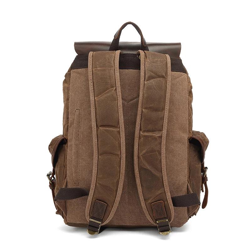 Sac à dos en toile de cire d'huile pour femmes, sac de voyage Vintage étanche de grande capacité, Mo