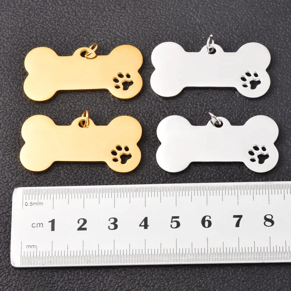 Étiquette militaire en acier inoxydable pour chien de compagnie, pendentif patte de chien creuse, br
