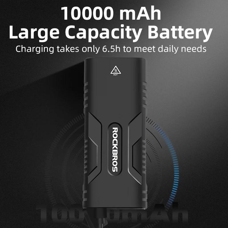 ROCKBROS – lumière de vélo 850 Lumen, lampe de poche de vélo 10000 mAh, phare de vélo ReChargeable p