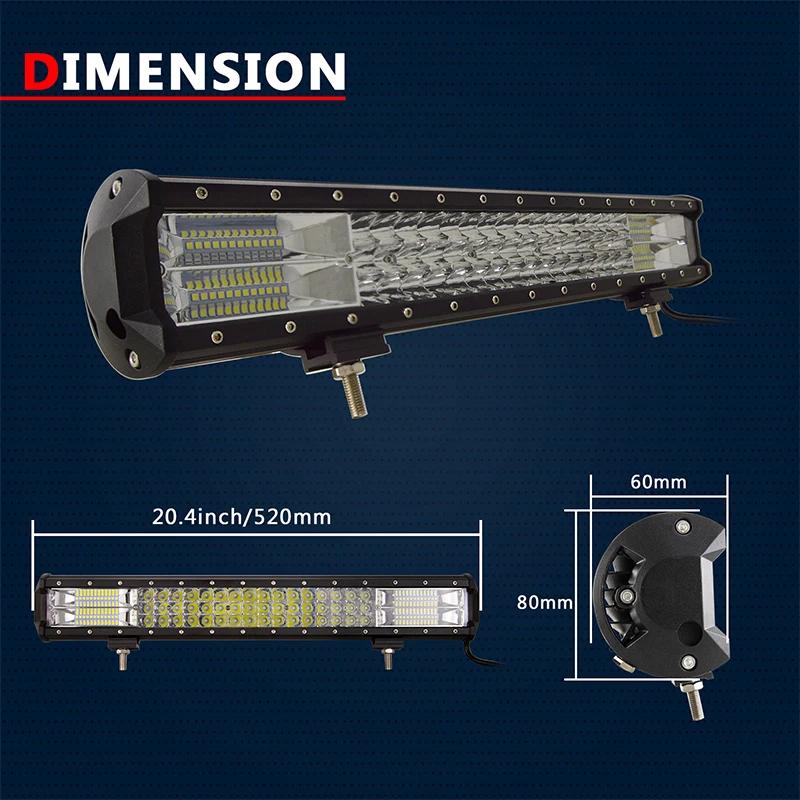 Auxtings 12-45 pouces 180W-612W Tri-Row 7D barre lumineuse LED tout-terrain barre LED Combo barre lu