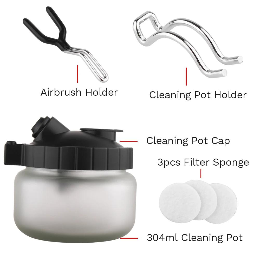 Ensemble d'outils de pulvérisation de pot de livres d'aérographe, brosse à air en verre, support fac