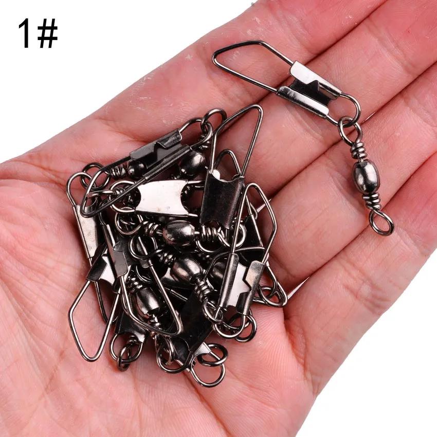 50 pièces/boîte baril en laiton pêche pivotant anneaux solides broche de pêche ligne connecteur hame