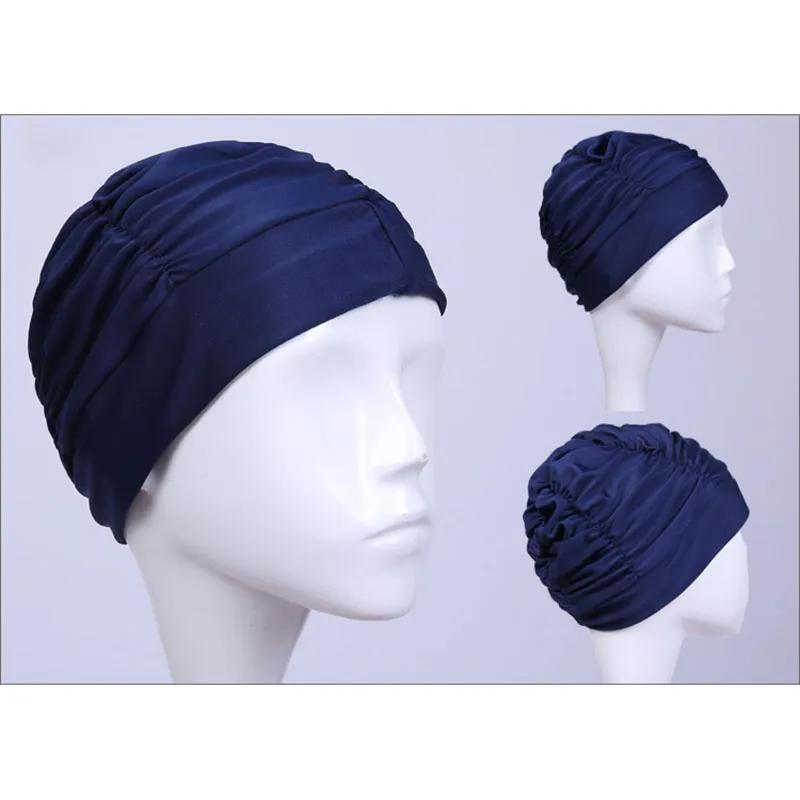 Nouveau couleur unie cheveux longs femmes hommes piscine bord de mer Sports nautiques élastique plis