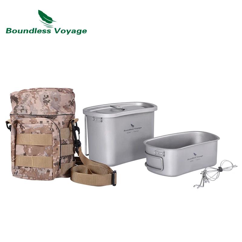 Marmite de Camping en titane avec sac de Camouflage, sans limite, en forme de rein, avec couvercle e