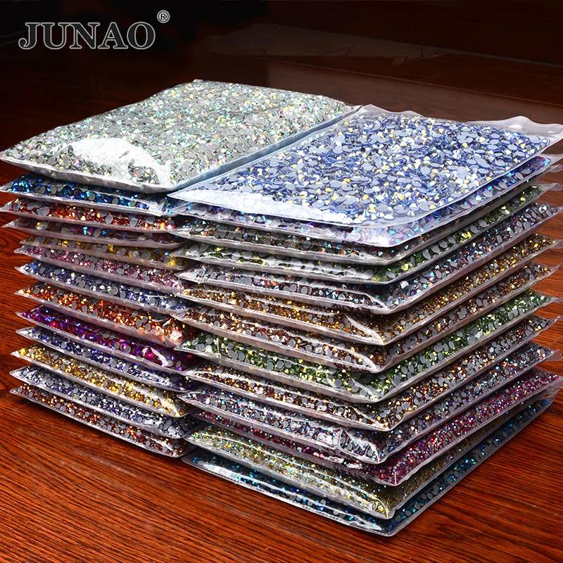 JUNAO Lot de strass thermocollants en verre SS6 SS8 SS10 SS16 SS20 SS30, strass transparents pour vê