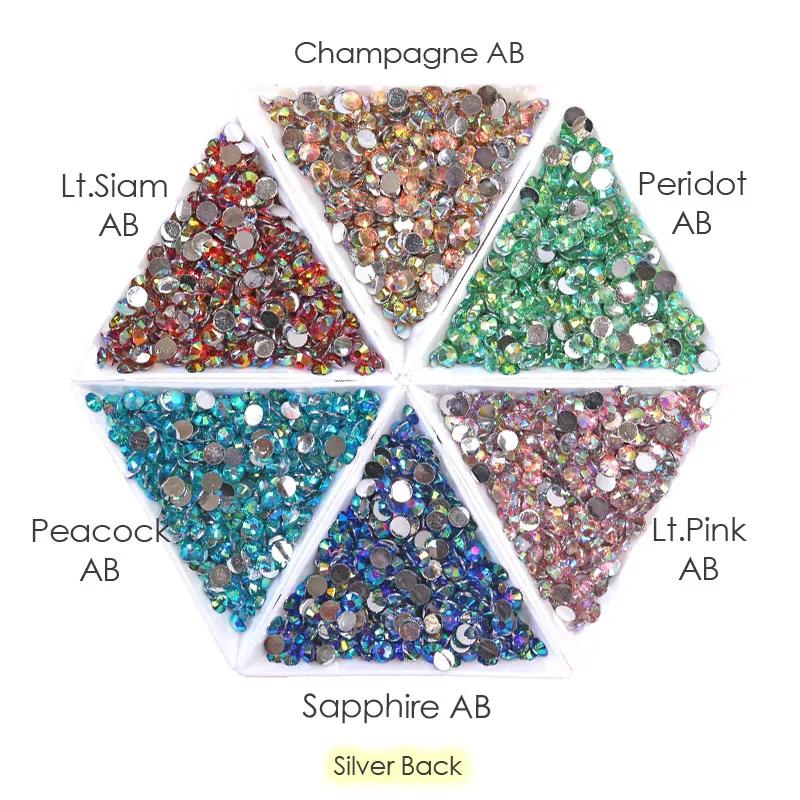 Grand paquet de strass en résine Non correcteurs, 2-6mm, vente en gros, cristaux en plastique AB à d
