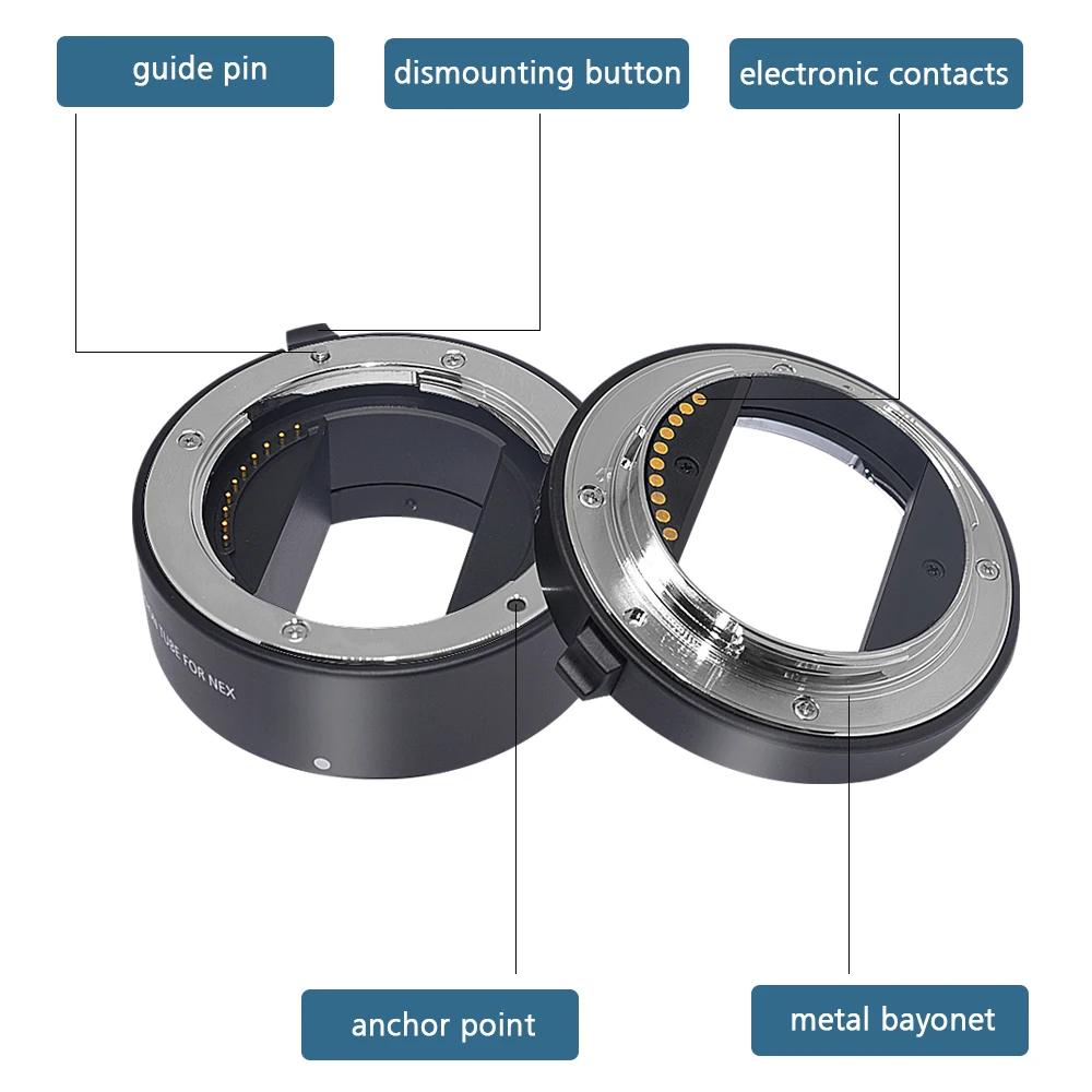 Mcoplus – bague d'extension Macro en métal, mise au point automatique, 10mm 16mm 21mm pour Sony e-mo