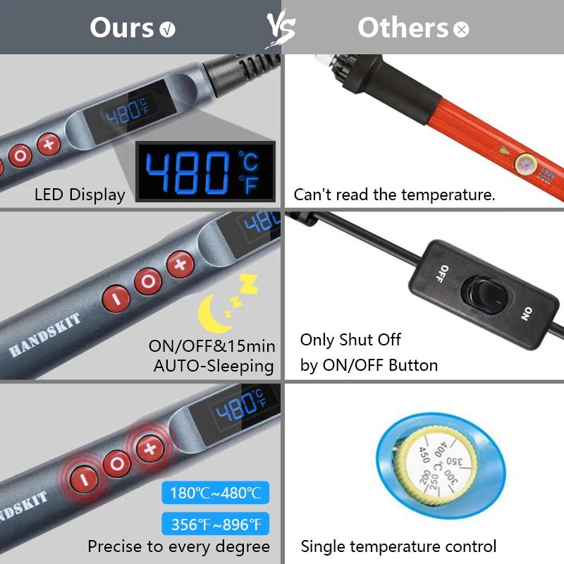 Fer à souder électrique 100W, réglage numérique de la température, sommeil automatique, chauffage in