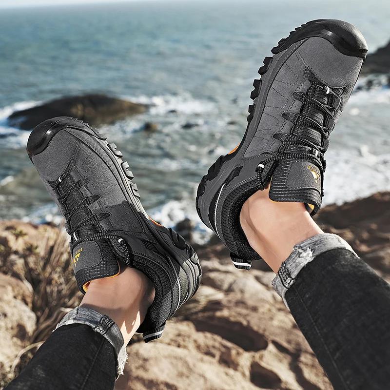 HIKEUP nouvelles chaussures de randonnée pour hommes de haute qualité chaussures d'escalade en cuir 