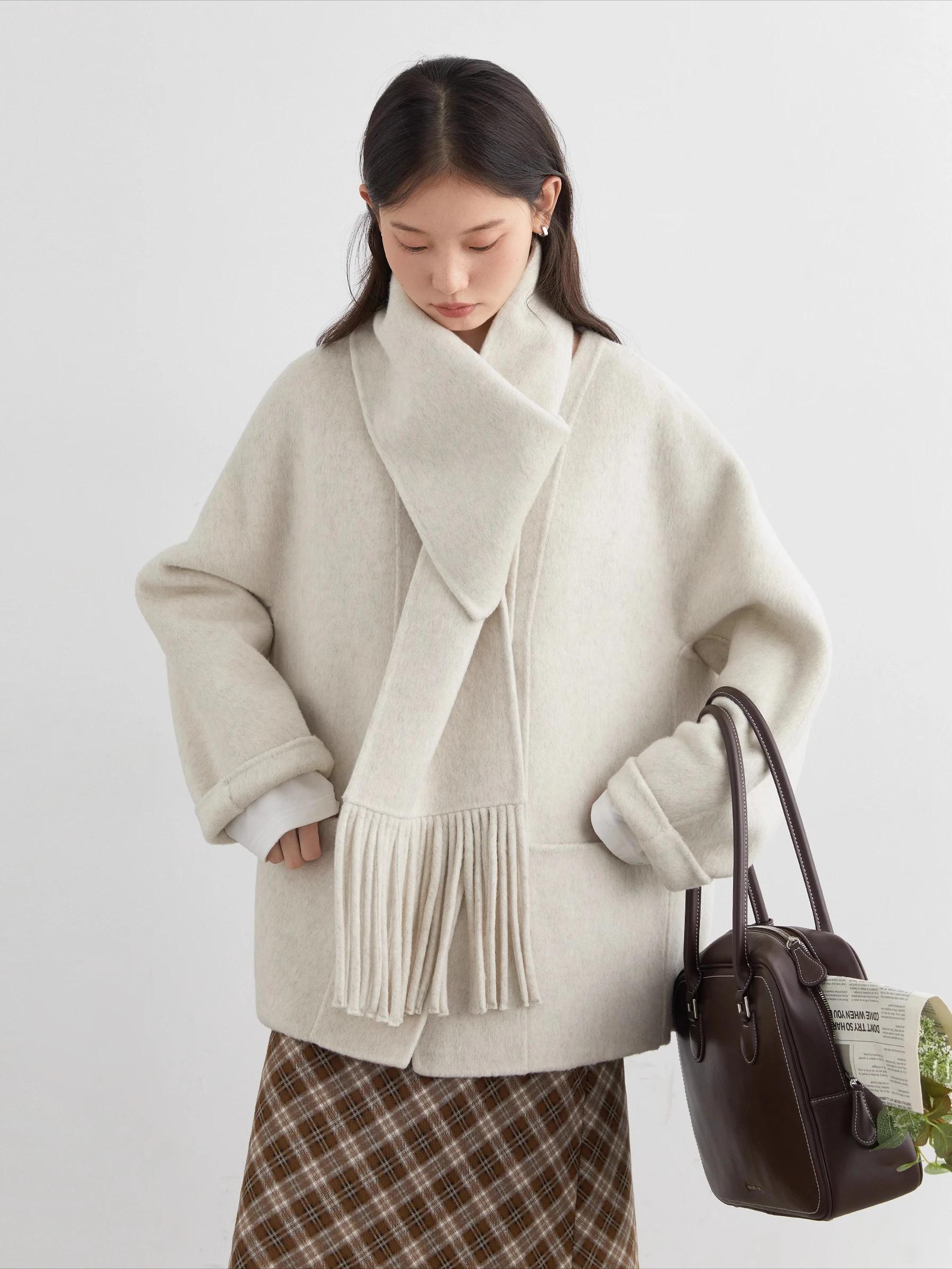 CHIC VEN femmes manteau en laine solide ample simple boutonnage pardessus Double face bureau dames m
