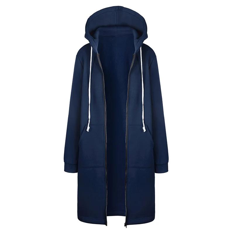 2025 Women's Autumn Winter ThickenHoodies Parkas Loose Hooded Jackets Zipper Pocket Maxi Size Sweats