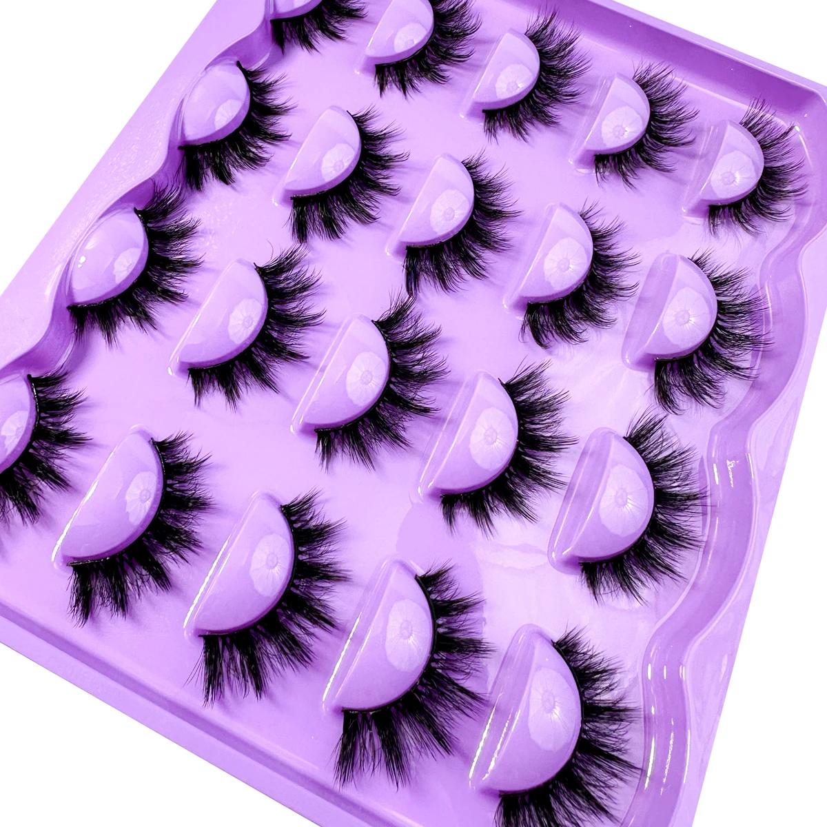 Nouveau 10 paires de faux cils naturels complets, cils épais et moelleux pour utilisation en fête, c