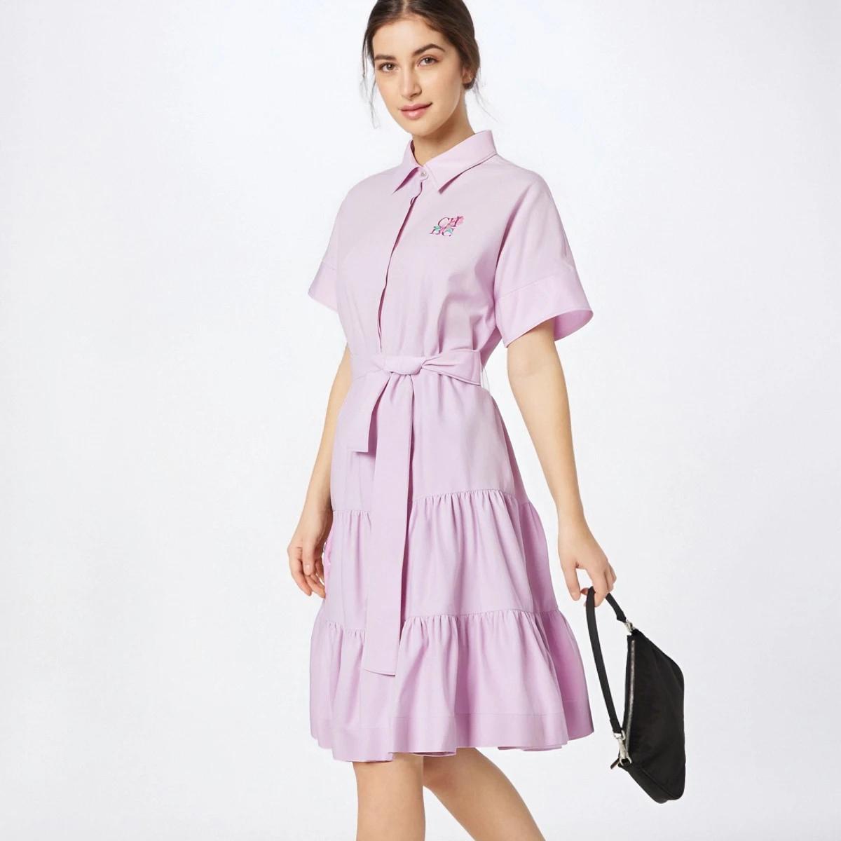 CHCH robe femme nouveau col rose brodé tenue décontracté pour femme Simple fête d'affaires