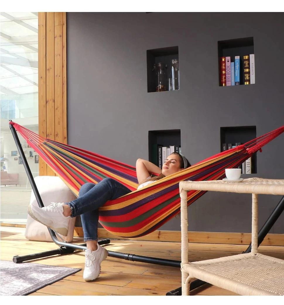 Hamac d'extérieur en toile, balançoire de Camping avec cordes d'arbre, porteur jusqu'à parfait pour 