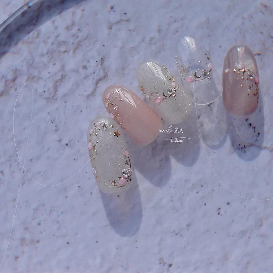 1 pièces 5D étoile lune ongles autocollants Kawaii rose rétro bronzant Nail Art autocollant décorati
