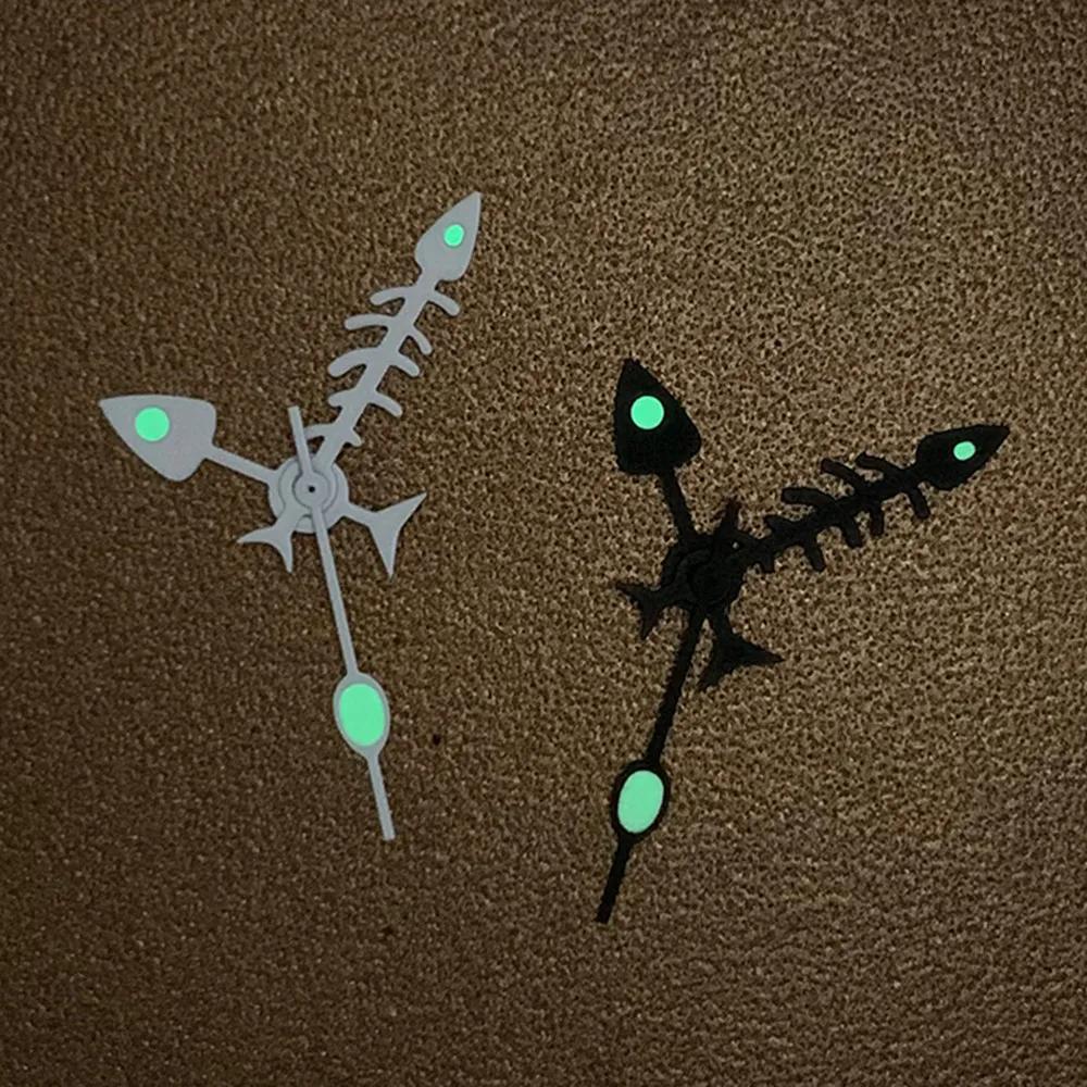 Aiguilles en acier pour montres, aiguilles en os de poisson, pointeur vert lumineux, pièce de rechan