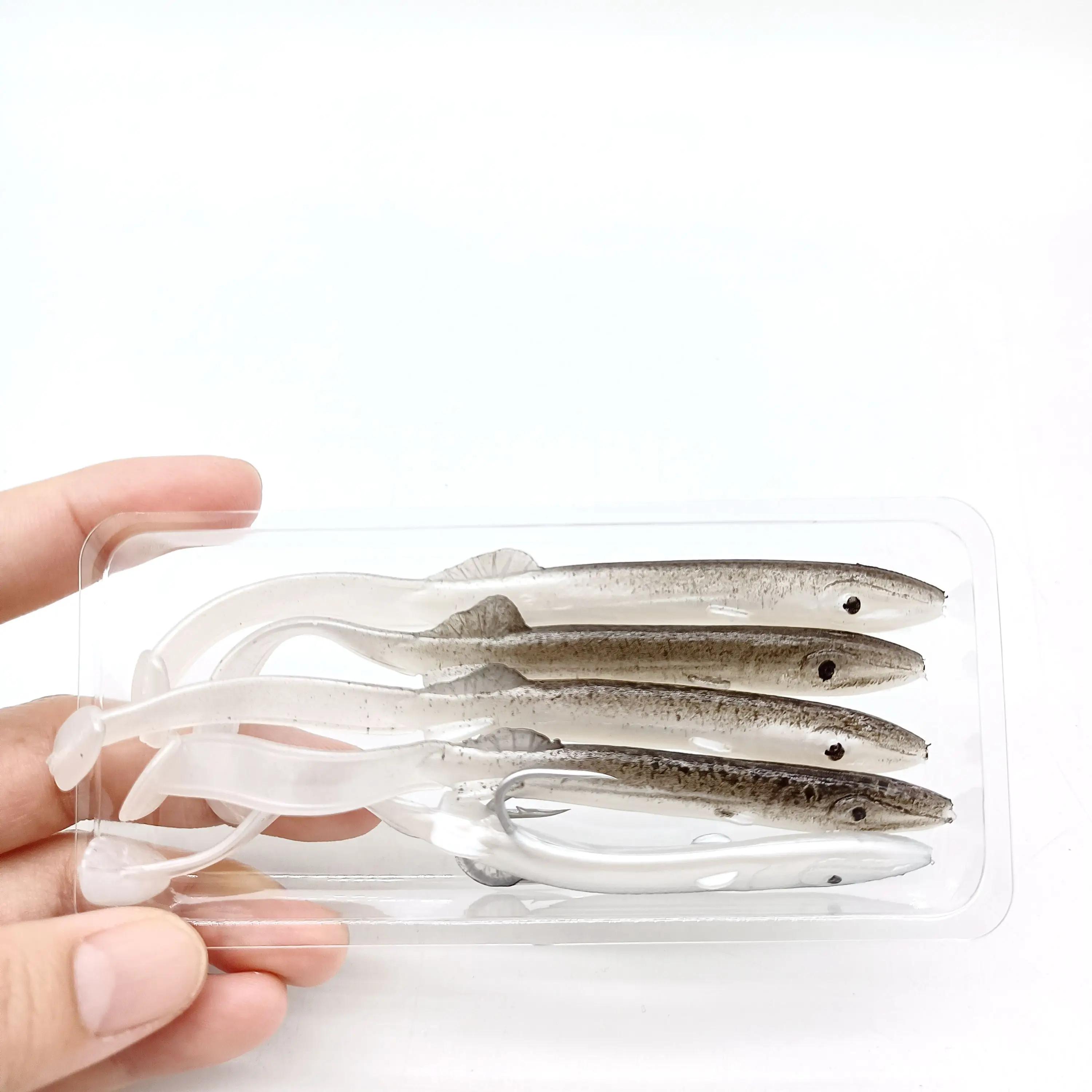DUODUOYU 5 pièces anguille Shad leurre de pêche 115mm/4g appât souple avec crochet pointu ensemble p