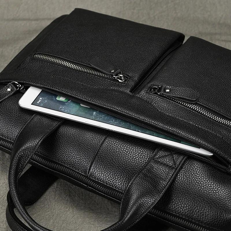 Luufan-Sac à main en cuir véritable pour homme, sac à bandoulière, sac à main pour ordinateur portab